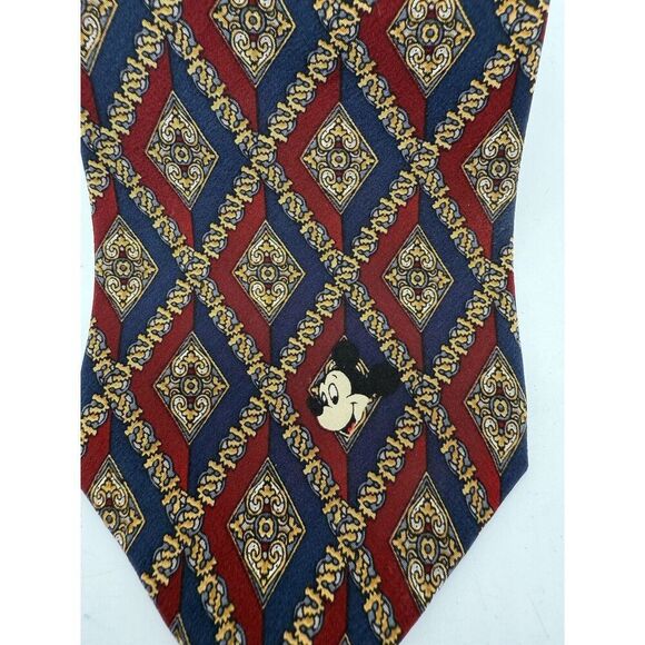 Walt Disney World Mickey Mouse Logo (Hidden Mickey) Neck Tie Blue 100% Silk - Picture 2 of 6